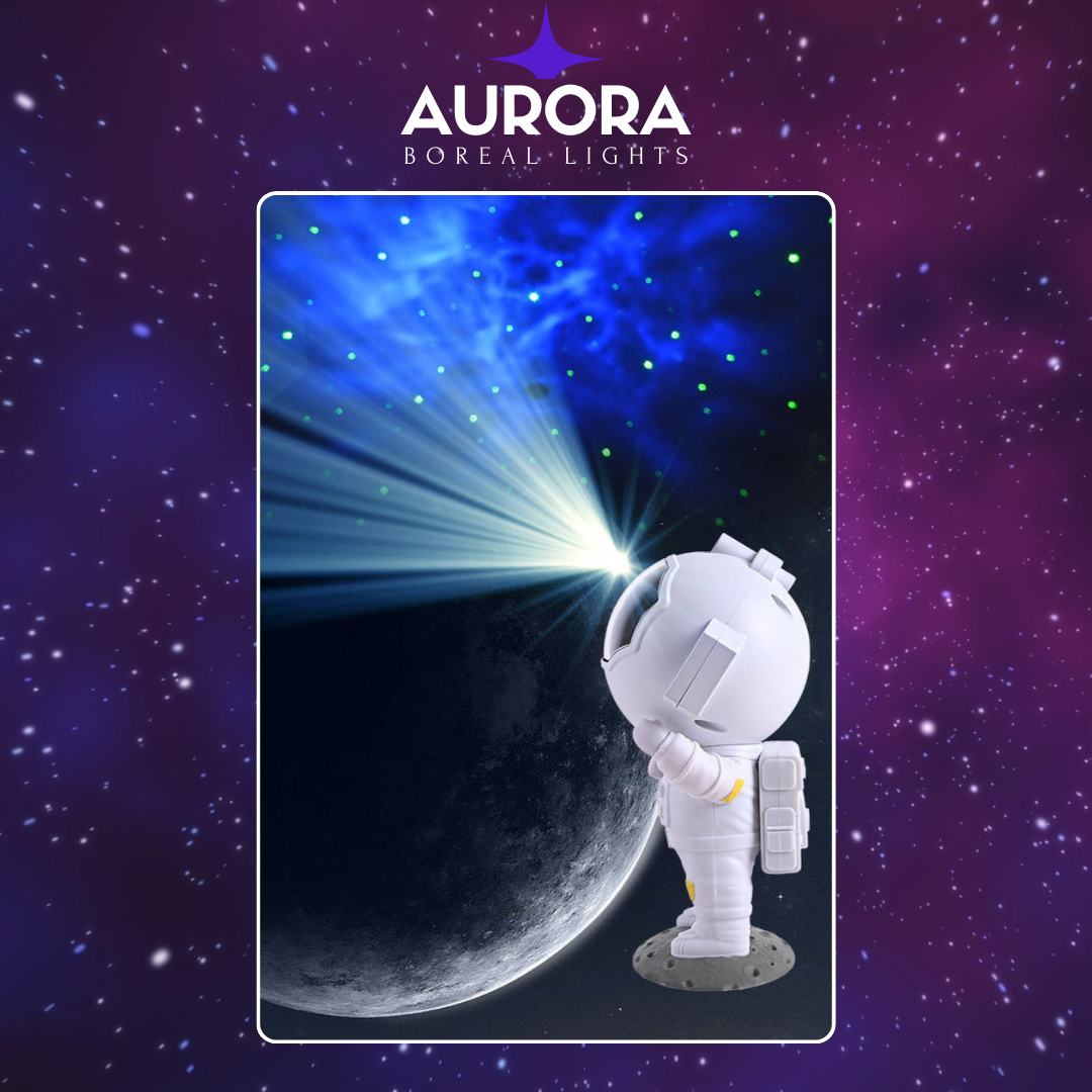 Lámpara de Decoración Nocturna de Astronauta que Proyecta Galaxias - Aurora Boreal Lights