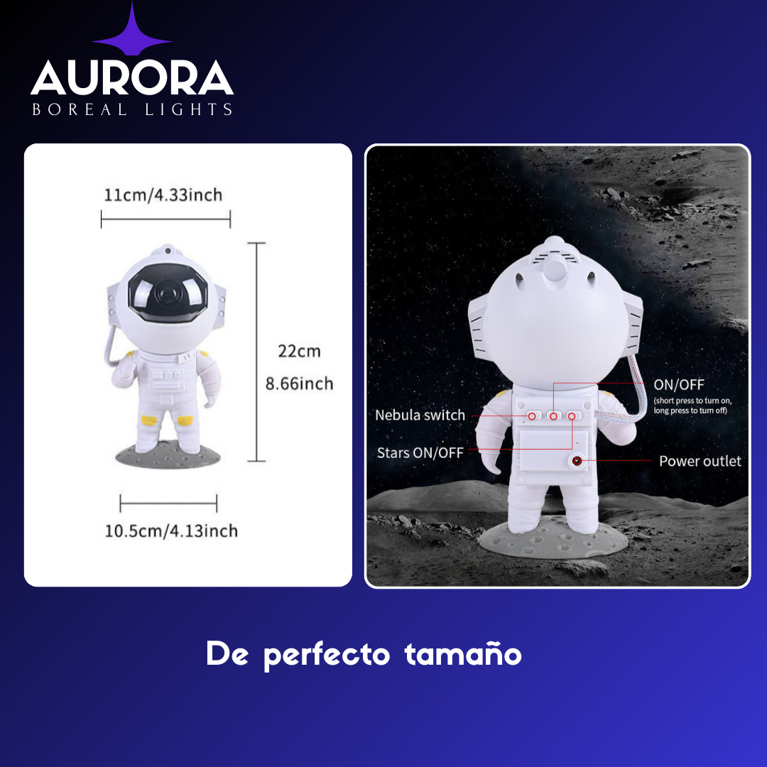 Lámpara de Decoración Nocturna de Astronauta que Proyecta Galaxias - Aurora Boreal Lights