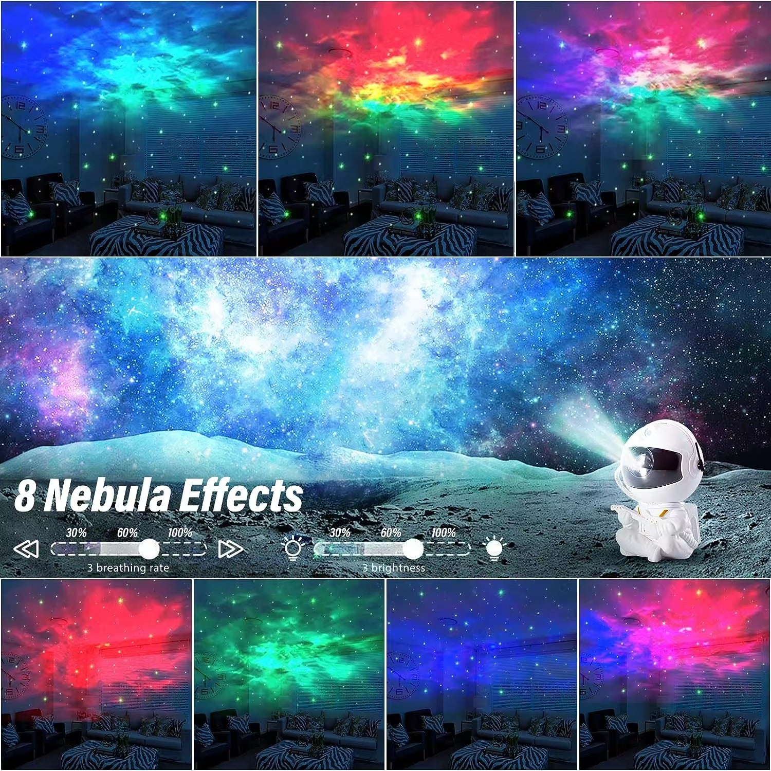 Astronaut Star Projector Galaxy Night Light Space Projector Starry Nebula Ceiling LED Lamp for Bedroom Home Decorative Kids Gift